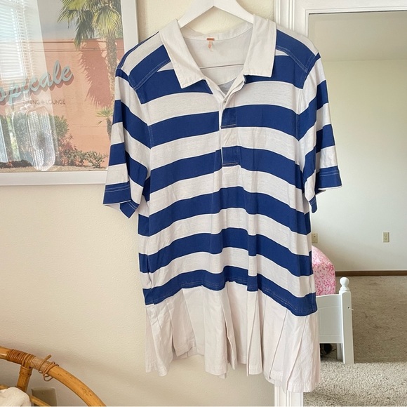 Free People Lucas Striped Henley Polo Pleated Mini Dress - Picture 5 of 8